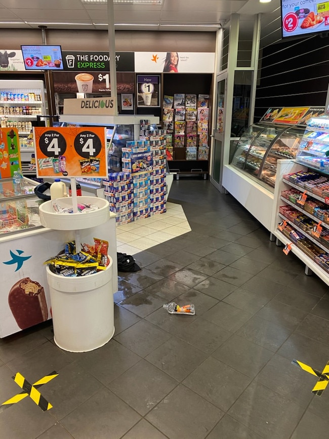 The area where a man allegedly doused himself in petrol at an Eastern Shore servo earlier tonight. Picture: TASMANIA POLICE