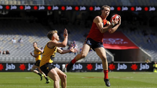 Manny Liddy takes a mark for SA against WA in the under-19 championship. Picture: Supplied