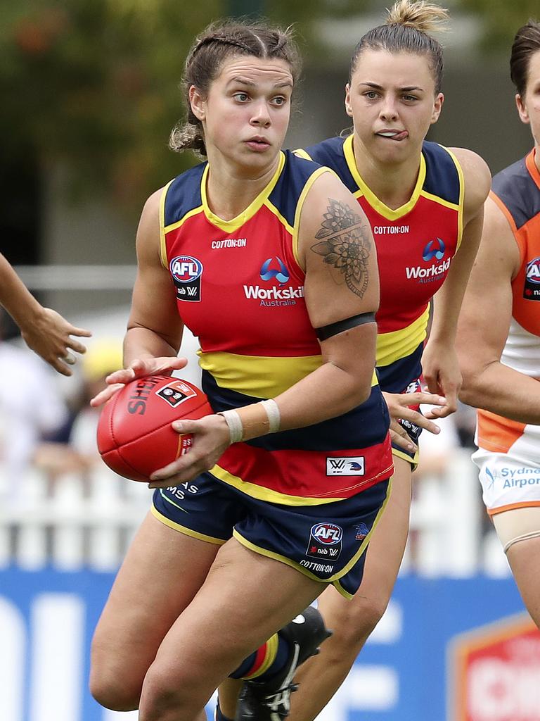 Adelaide’s Anne Hatchard set a new record with 34 disposals.