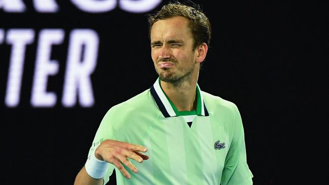 Daniil Medvedev celebrates after beating Nick Kyrgios at the Australian Open. Picture: AFP