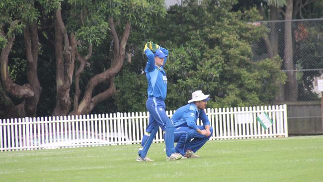 Lane Cove players react after a LBW shout was turned down at Tantallon Oval on Saturday.