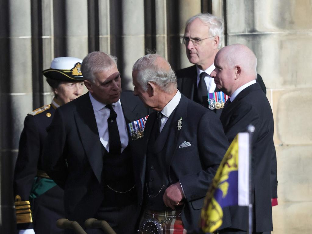 Prince Andrew talks to King Charles. Picture: Chris Jackson/Getty Images