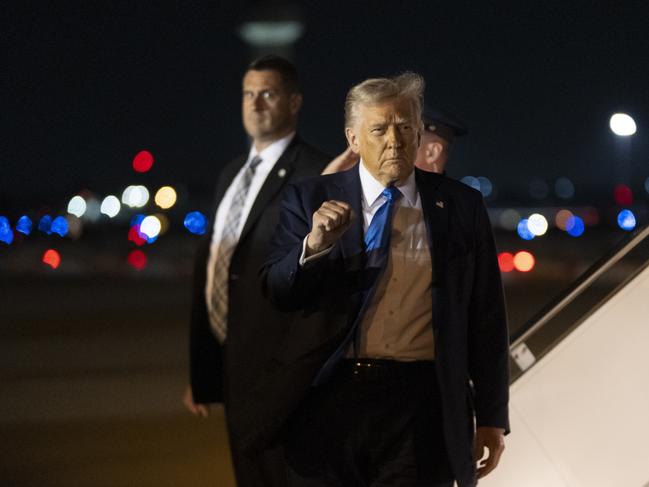 President Donald Trump arrives at Palm Beach International Airport in West Palm Beach, Fla., Thursday, May 1, 2025. Picture: AP Photo/Manuel Balce Ceneta
