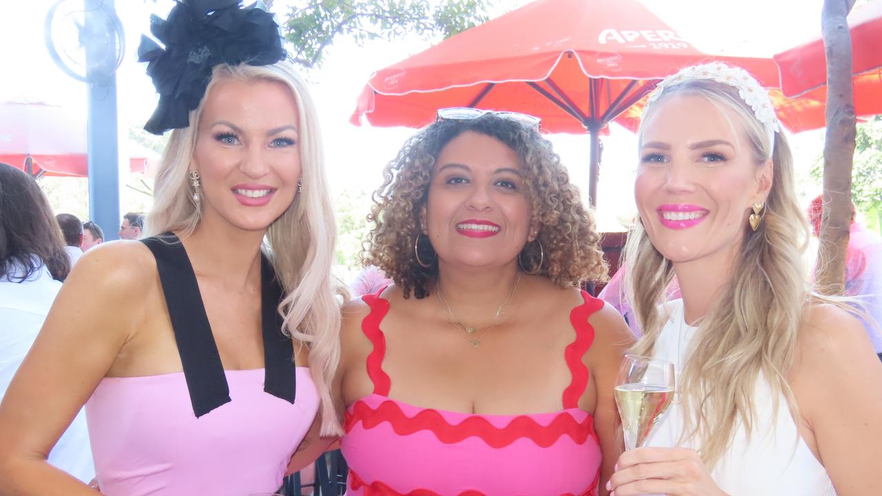 Nicole Pares, Bel Kuehner and Nada Nashed at The Normanby’s Melbourne Cup event.