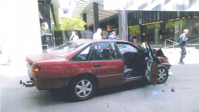 The stolen Holden Commodore driven by James Gargasoulas during the Bourke St massacre.