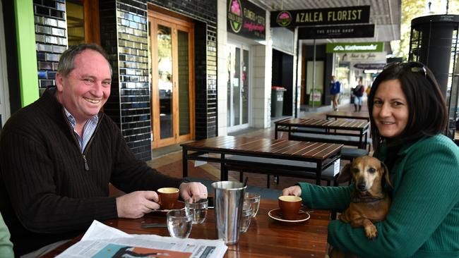 Mr Joyce with his wife Natalie the morning after winning the seat of New England in the federal election two years ago.