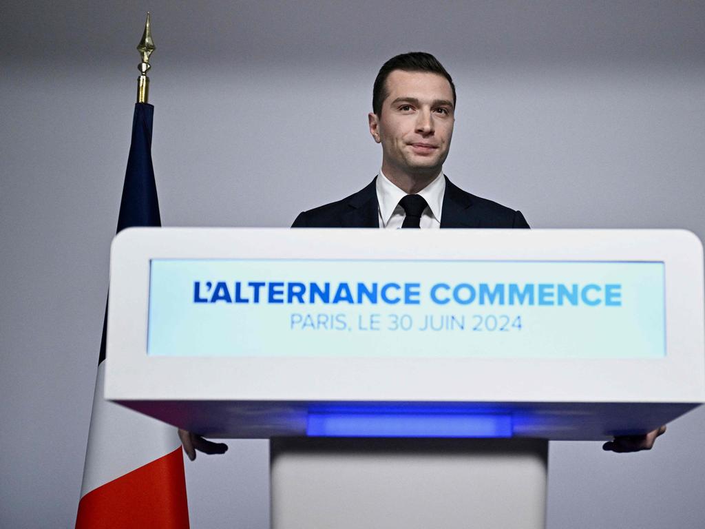 Jordan Bardella after France’s far right party won the first round of elections following the highest voter turnout in decades. Picture: AFP