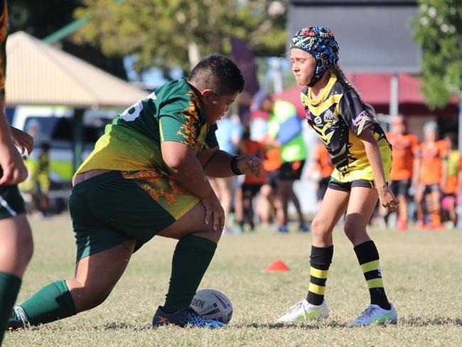 Diaz Bowen, 9, in action for Centrals Black at the Gorden Tallis Cup.