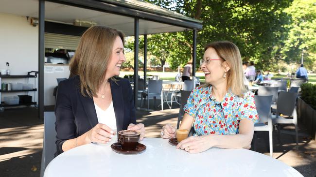 Sharing a coffee with her mentor Gabrielle Upton MP. Picture: Renee Nowytarger