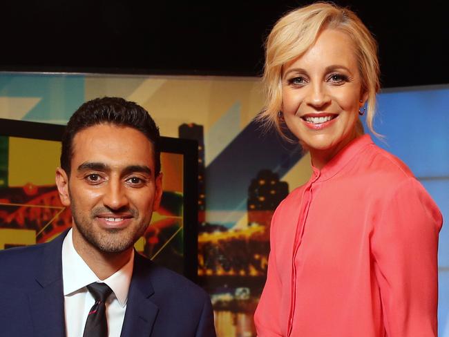 Pictured at the Channel 10 studios in Pyrmont is The Project presenters Waleed Aly and Carrie Bickmore.Picture: Richard Dobson