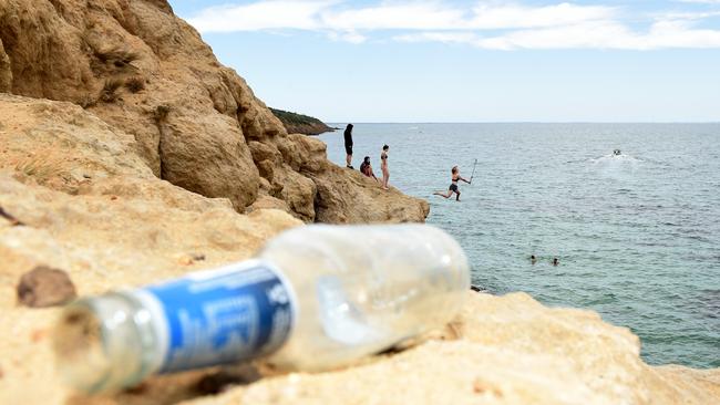 Taking a selfie while leaping off a cliff. Not a good idea. Picture: Jason Sammon