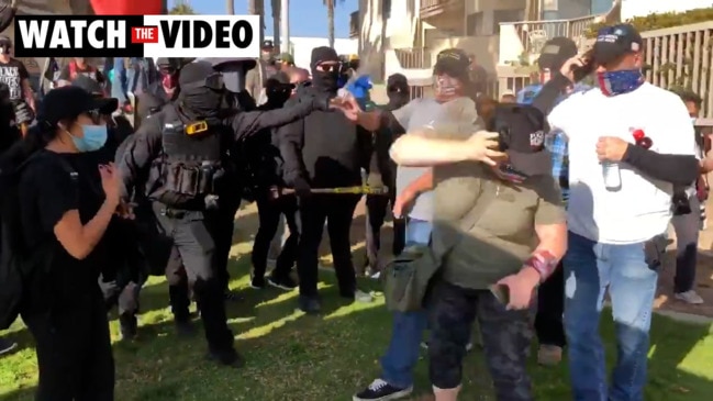 Trump supporters and counter protesters clash in San Diego