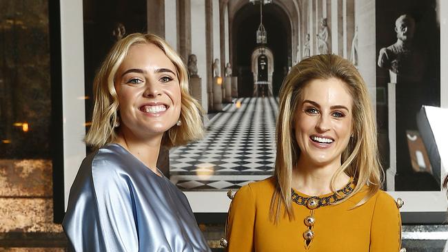 Athleisure entrepreneur Deborah Symonds O’Neil (left) with fellow ‘Real’ Real Sydney Housewife Harriet Waugh. Picture: John Appleyard