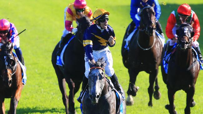 Chautauqua ridden by Tommy Berry, wins race 8 the TJ Smith Stakes during Day 1 of the Championships at Royal Randwick. pic Jenny Evans