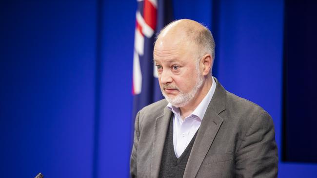 Director of Public Health is Dr Mark Veitch at the last regular Tasmanian Government coronavirus press conference 4th June 2020. Picture: Richard Jupe