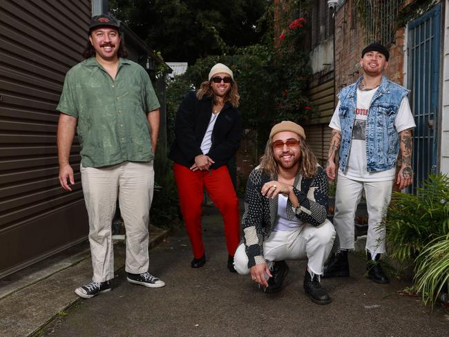 NZ/Maori band Coterie - Joshua, Conrad, Tyler and Brandford Fisher. Picture: Justin Lloyd.