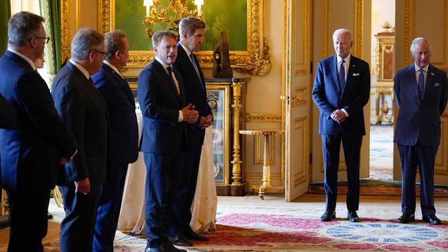 King Charles and Joe Biden met participants of the Climate Finance Mobilisation forum, but William was nowhere to be seen. Picture: Andrew Matthews – WPA Pool/Getty Images