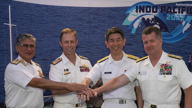 Chief of Navy, Vice Admiral Michael Noonan AO, RAN met with counterparts from the United States, Japan and India during the Royal Australian Navy Sea Power Conference. Picture: Supplied