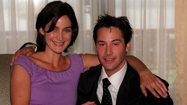 Keanu Reeves and Carrie-Anne Moss in Sydney for The Matrix in 1999. Picture: Bob Barker