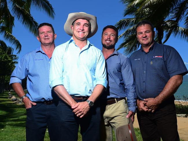 KAP State Leader and Member for Mount Isa Robbie Katter on the Strand with candidates Mike Abraham, Nick Dametto and Terry Fox. Picture: Evan Morgan