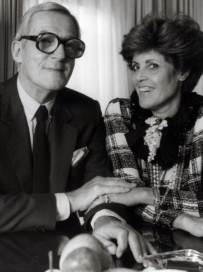 Lillian Frank with Hardy Amies, the Queen’s couturier in 1983.