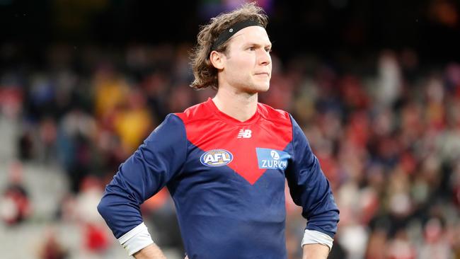 MELBOURNE, AUSTRALIA - JUNE 04: Ed Langdon of the Demons looks dejected after a loss during the 2022 AFL Round 12 match between the Melbourne Demons and the Sydney Swans at the Melbourne Cricket Ground on June 04, 2022 in Melbourne, Australia. (Photo by Michael Willson/AFL Photos via Getty Images)
