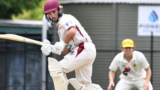 Toombul batsman Oliver West Cricket action between Toombul and Wests. Saturday December 17, 2022. Picture: John Gass