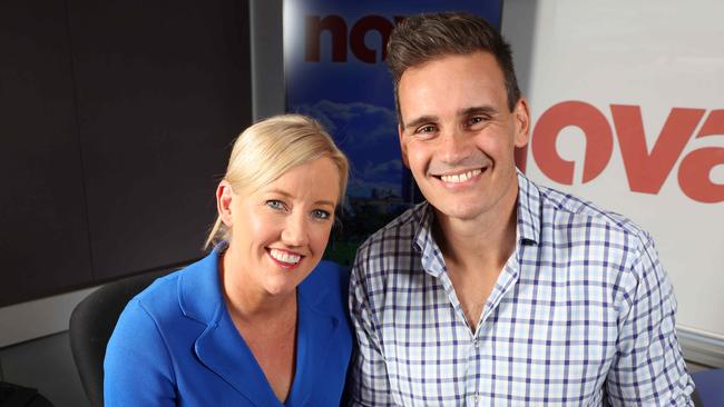 Jodie Oddy and Andrew Hayes after being announced as Nova Adelaide's new 7am to 9am breakfast duo. Picture Emma Brasier