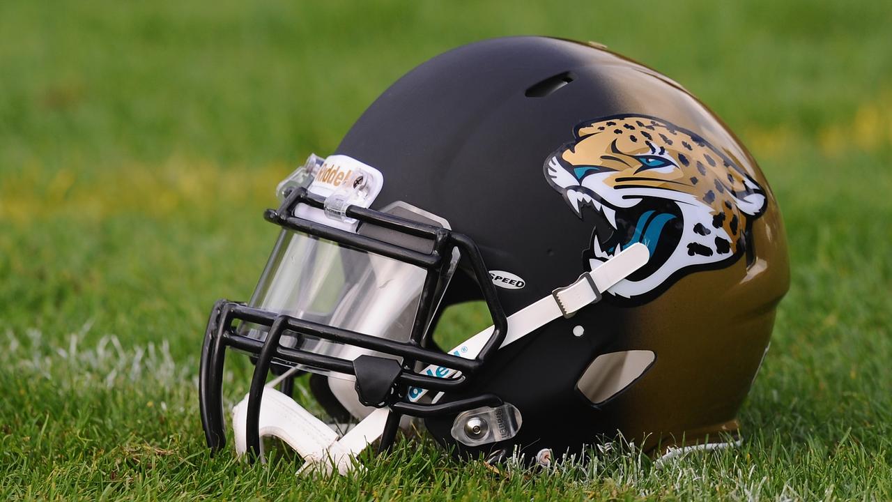 BAGSHOT, ENGLAND - OCTOBER 25: The Jacksonville Jaguars logo visible during a training session at Pennyhill Park Hotel ahead of Sunday's NFL match at Wembley Stadium between Jacksonville Jaguars and San Francisco 49ers on October 25, 2013 in Bagshot, England. (Photo by Mike Hewitt/Getty Images)