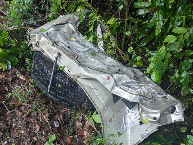 A tyre and door from a vehicle involved in the crash. Picture: Supplied