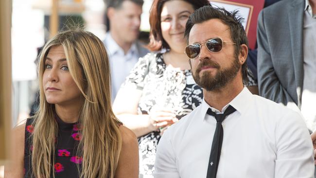 Jennifer Aniston and Justin Theroux at Jason Bateman's star unveiling ceremony on the Hollywood Walk of Fame. Picture: AFP / Valerie Macon