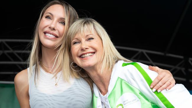 Olivia Newton-John at the Cancer Wellness and Research Centre wellness walk and research run with her daughter, Chloe Lattanzi. Picture: Sarah Matray