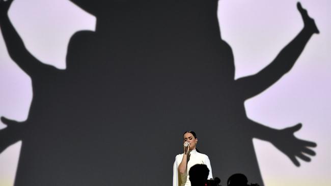 Boring ... Katy Perry on stage. Picture: John Shearer/Invision/AP