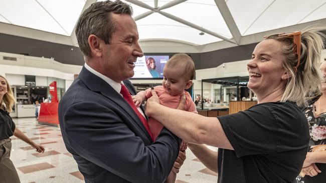 Mr McGowan was on the campaign trail in Joondalup for part of election eve. Picture: NCA NewsWire/Tony McDonough