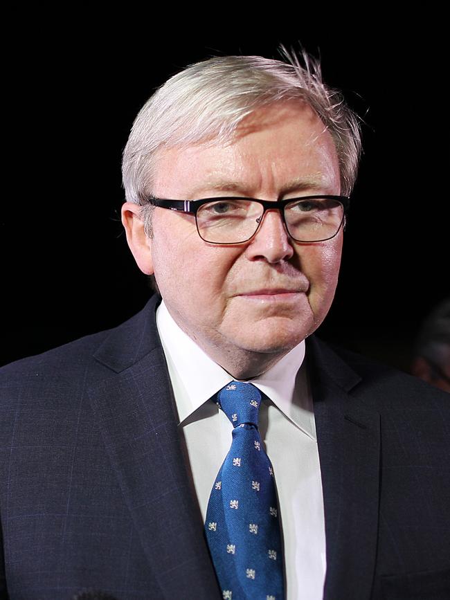 Kevin Rudd’s piece is craziest when he gets to his real target — Rupert Murdoch, who this delusional man blames for his downfall. Picture: Jack Tran/The Australian