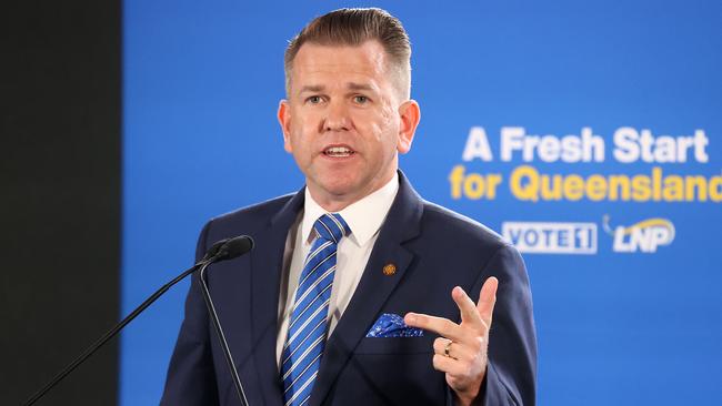 Deputy Opposition Leader Jarrod Bleijie addresses the LNP campaign launch on Sunday. Picture: Liam Kidston