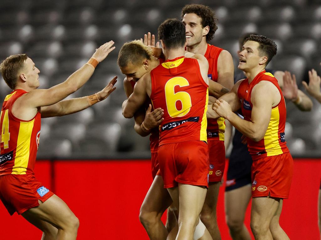 Joel Jeffrey kicked his first AFL goal on Saturday afternoon. (Photo by Michael Willson/AFL Photos via Getty Images)