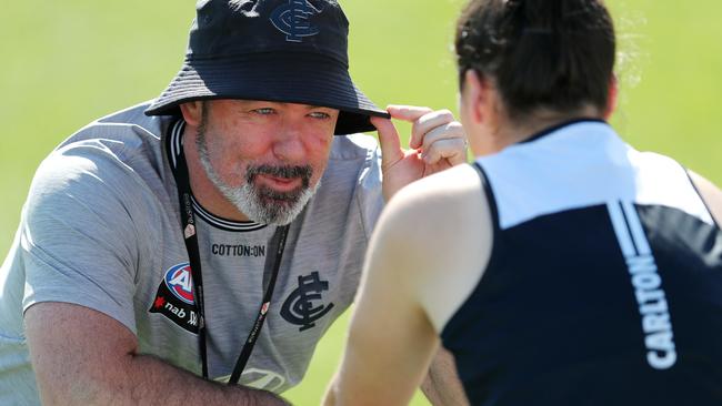 Carlton coach Daniel Harford at training in December. Picture: Michael Klein