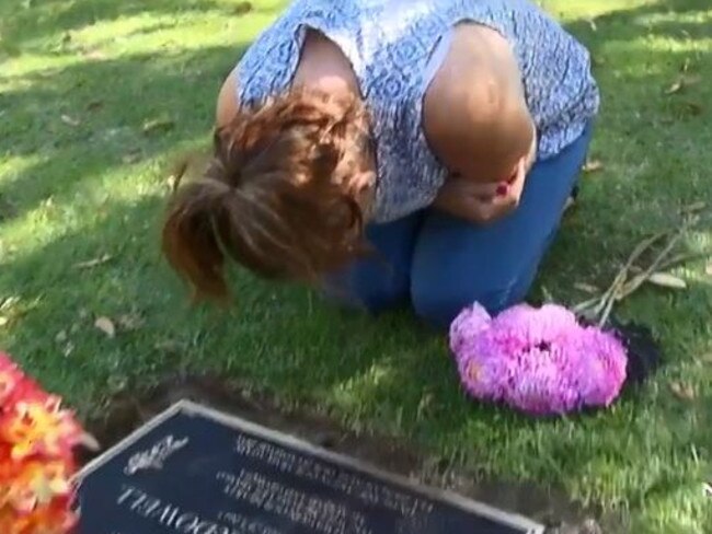 Mum Debra visits her son's grave regularly. Picture: 7 News