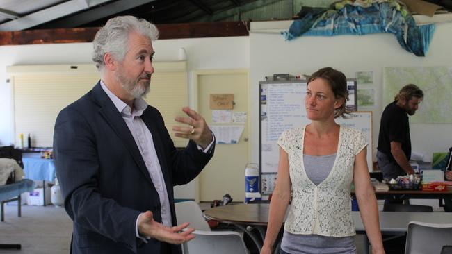 Labor MLC Adam Searle speaks to Georgia at Nymboida.