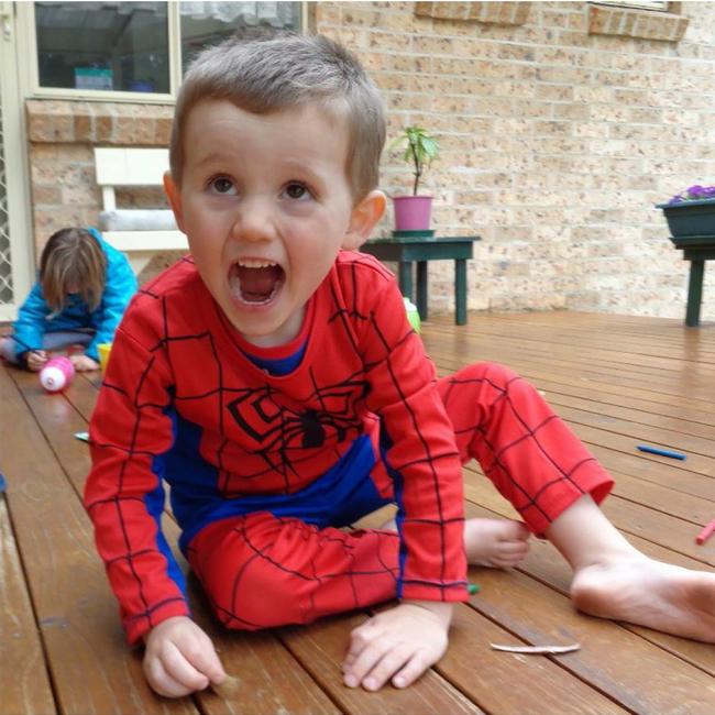 Missing boy William Tyrrell wearing the Spiderman suit in which he disappeared in.