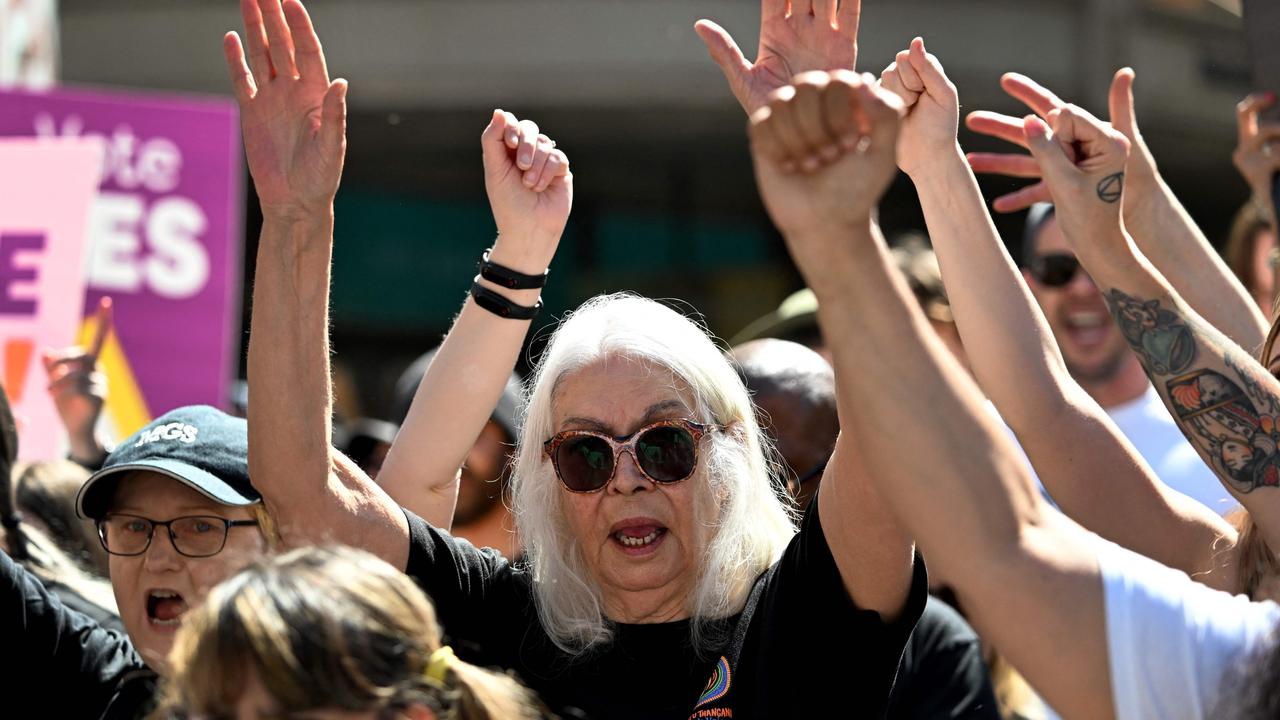 Aboriginal activist Marcia Langton marches in Melbourne. Picture: William West/AFP