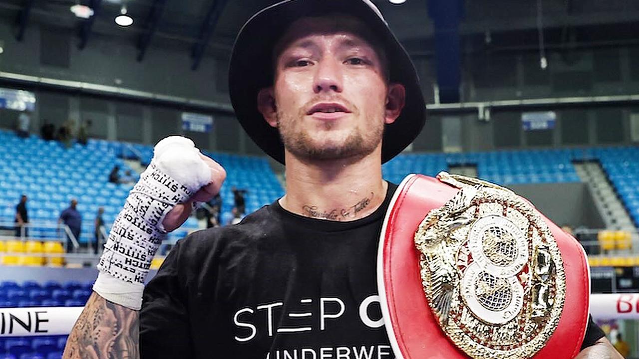 Liam Paro reacts after his fight against Subriel Matias at Coliseo Juan Aubn Cruz Abreu in Manati, Puerto Rico.