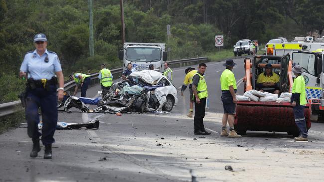 Fatal crash between a car and a coal truck on Appin Rd at Appin in 2016.