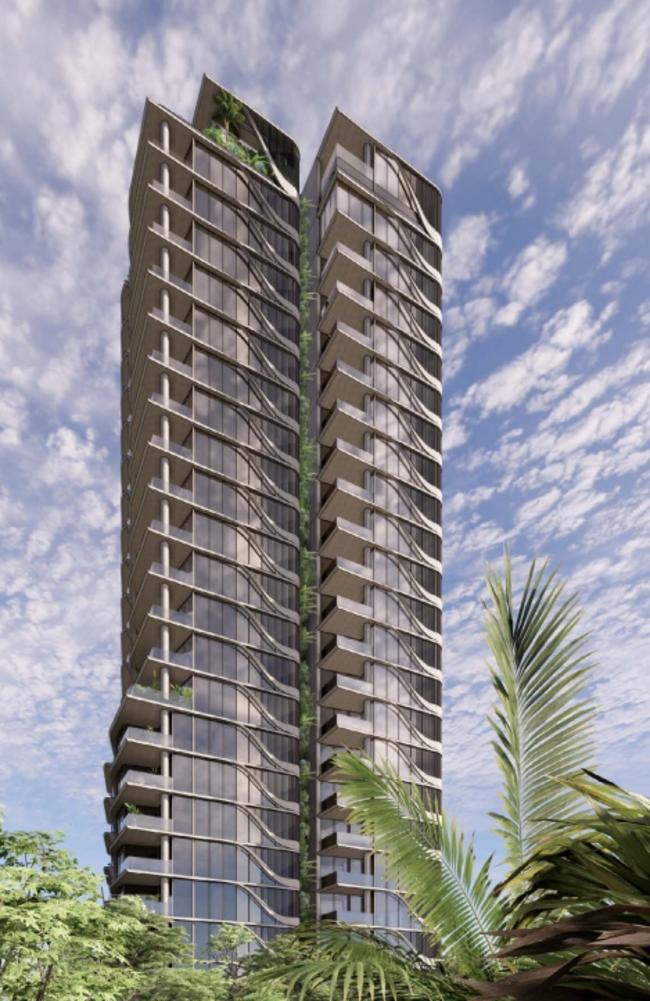 Artist impression of a tower planned for Parneno Street, Chevron Island by developer Chevron Development Group