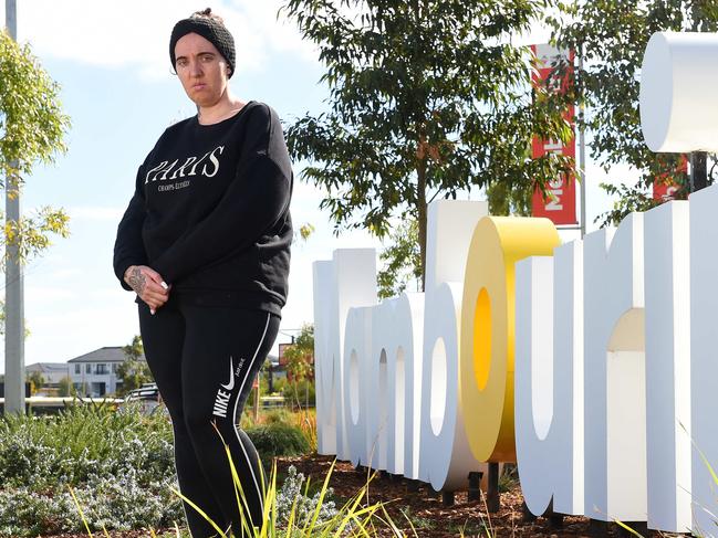 Kristy Williams, one of the residents who patrols the estate at night, says fellow locals are too scared to leave their homes. Picture: Josie Hayden