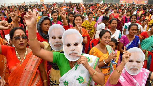 Supporters of Narendra Modi come out in force despite the pandemic ravaging the country.