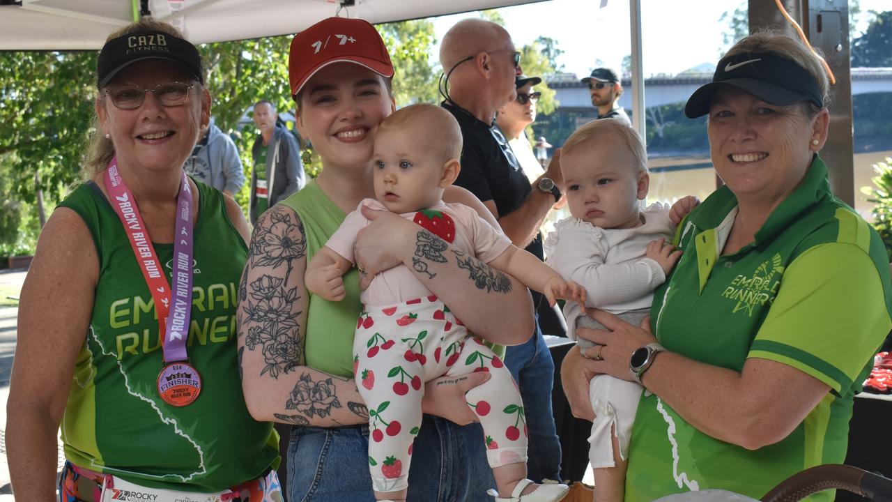 Madonna Drummond, Evie and Fraya Kavanagh, Kerry Turner and Charli Dorsett at the annual Rocky River Run in Rockhampton on May 18, 2025.