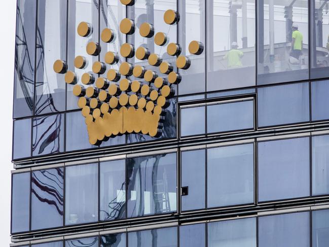 SYDNEY, AUSTRALIA - NewsWire Photos NOVEMBER 21, 2020:  Workmen are seen inside the Crown Casino and resort building in Barangaroo . Picture: NCA NewsWire / Jenny Evans