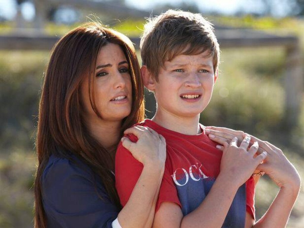 Felix Dean as VJ Patterson in Home and Away alongside Ada Nicodemou.